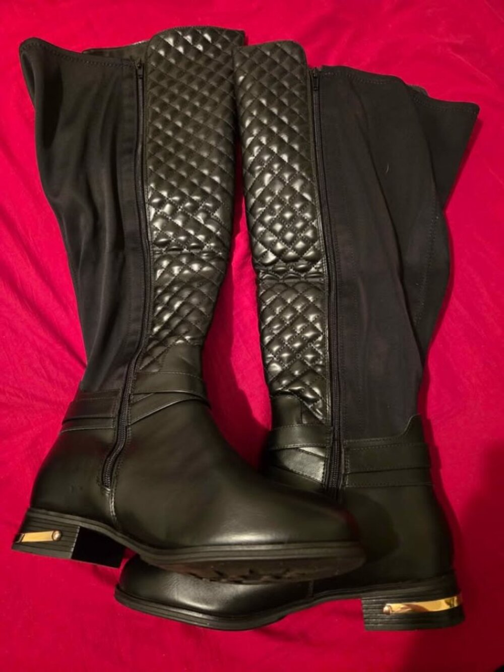 JustFab Anabeth Leather Black Boots Size 10